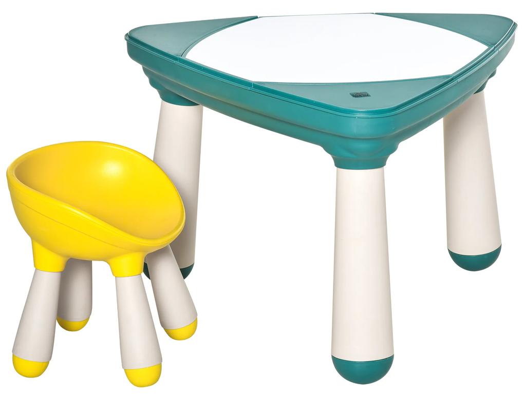 Homcom Masa de Joc Container pentru copii cu scaun si compartimente  Varsta 2-5 ani in ABS si PP