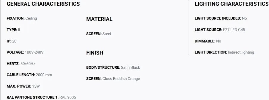 Lustra suspendata metal TATAWIN S 3L negru, orange