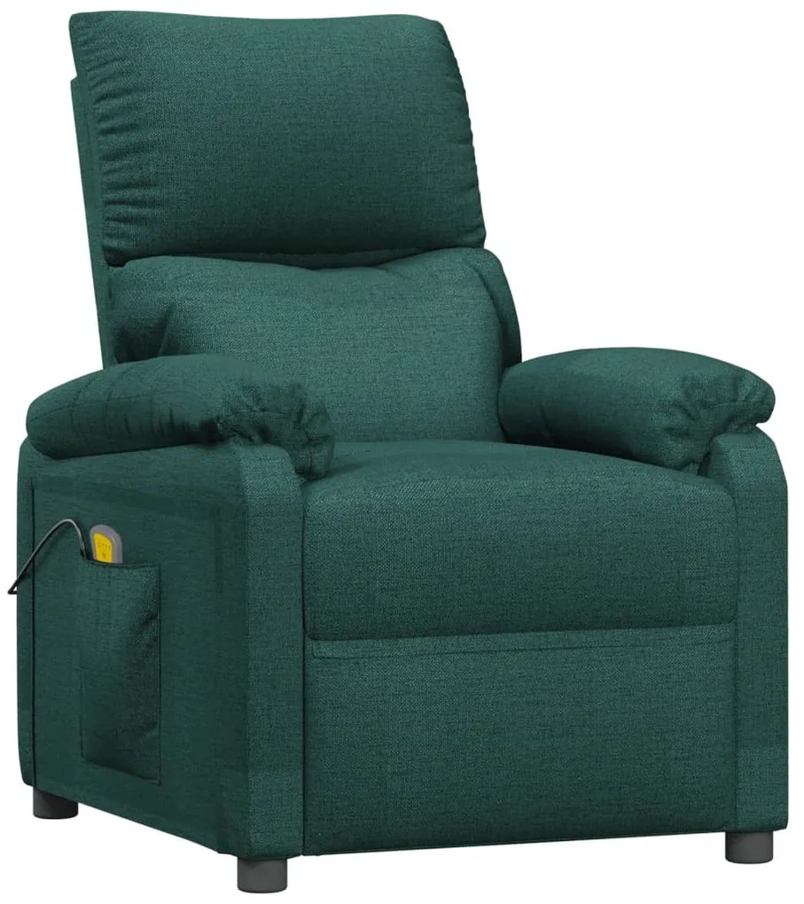 342464 vidaXL Fotoliu de masaj, verde închis, material textil