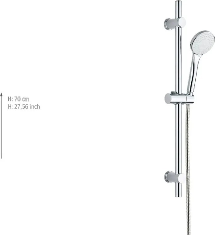 Set de duș argintiu din oțel inoxidabil 70 cm cu duș de mână, cu suport glisant Uno – Allstar