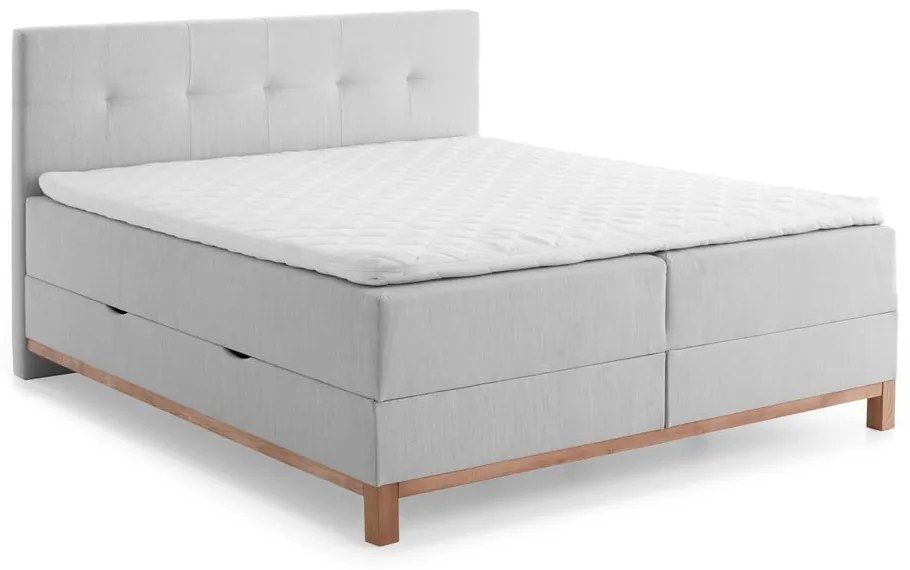 Pat boxspring gri cu spațiu de depozitare 180x200 cm Catania - Meise Möbel