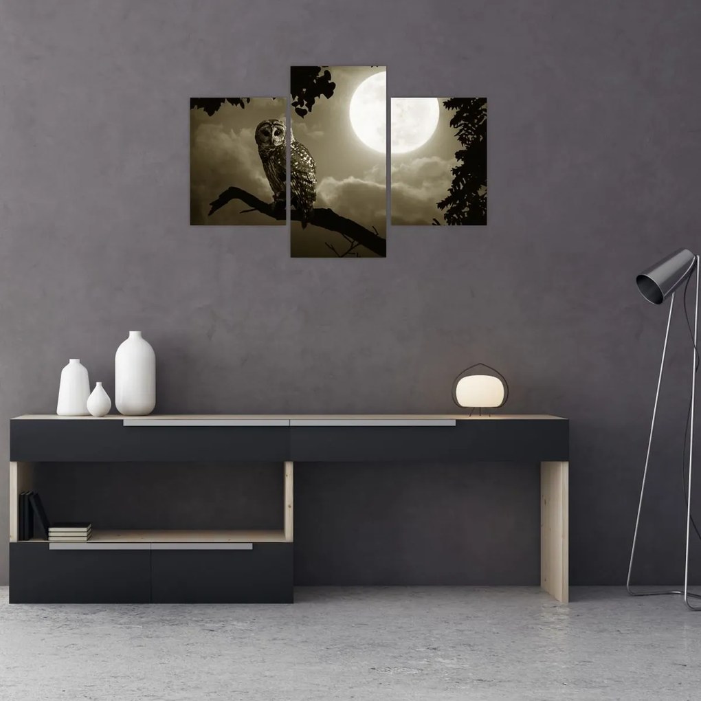 Tablou - Bufniță de noapte, auriu (90x60 cm)