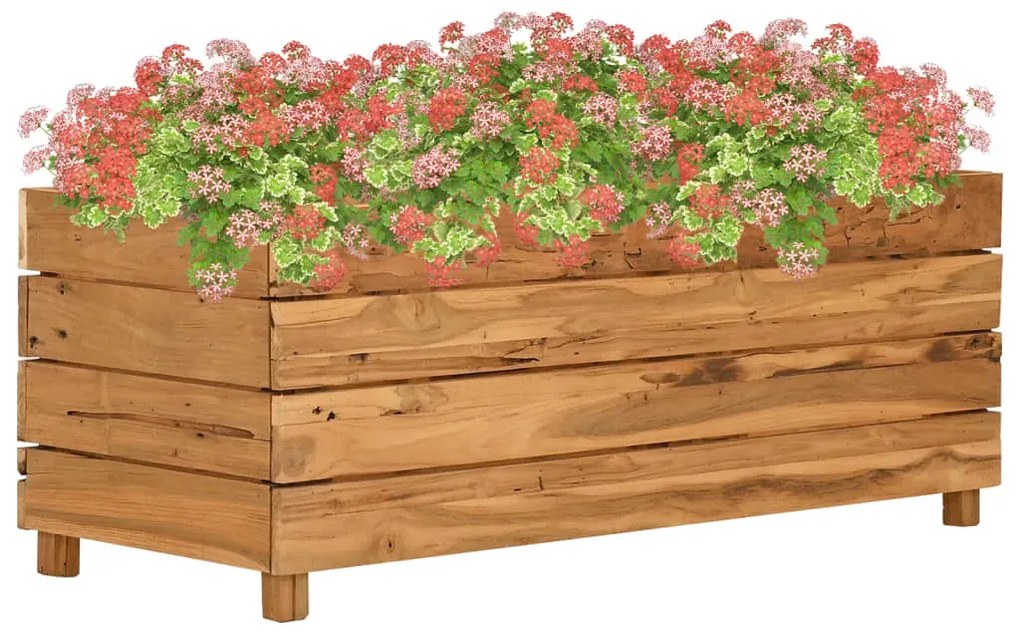 vidaXL Strat înălțat, 100x40x38 cm, lemn de tec reciclat și oțel