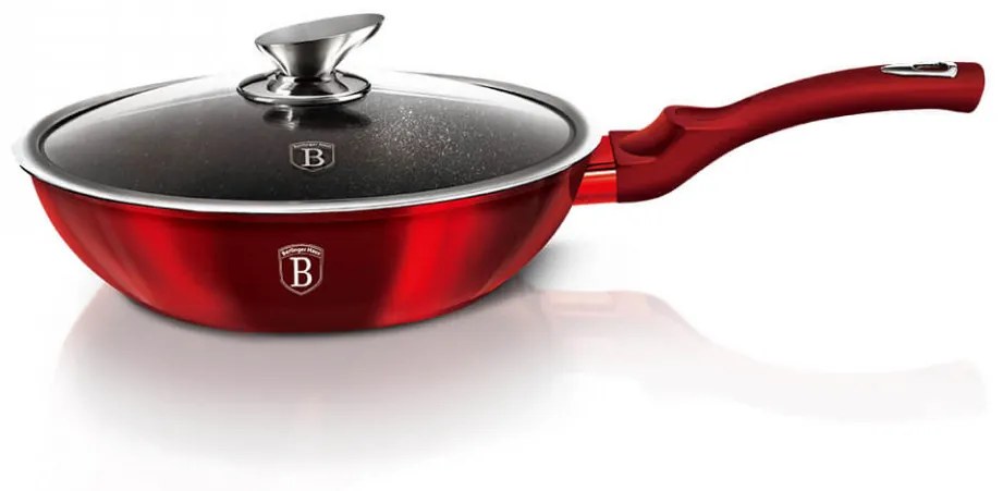 Wok cu capac Burgundy Metallic Line BerlingerHaus BH 1265