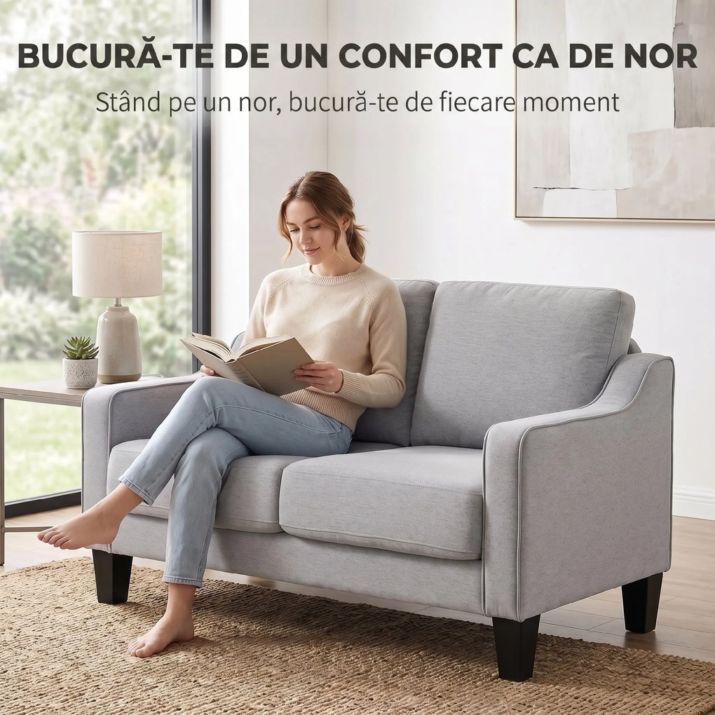 HOMCOM Canapea Compactă cu Arcuri, Gri Deschis | Aosom Romania