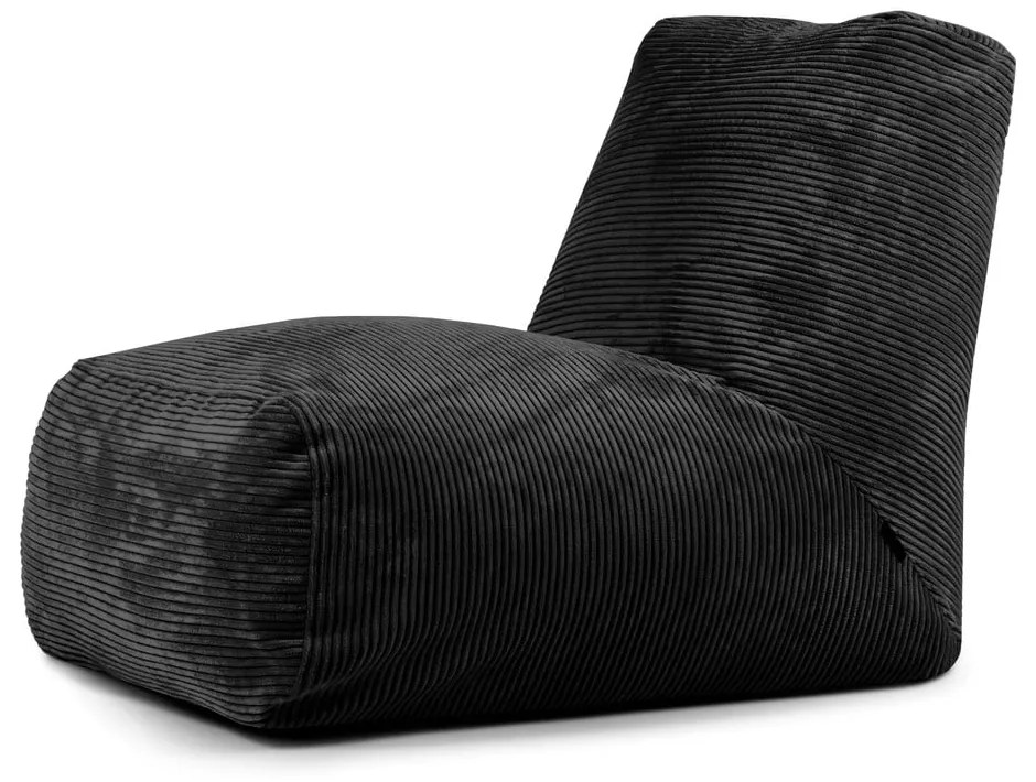 Fotoliu bean bag negru cu tapițerie din catifea reiată Tube – SLOWDOWN