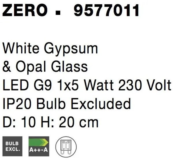Veioza, lampa de masa design modern ZERO gips alb NVL-9577011