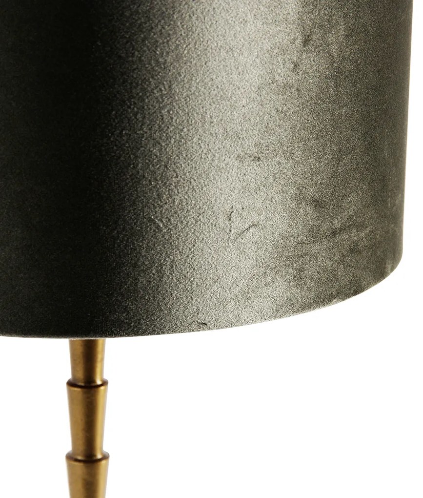 Lampă de masă bronz cu abajur de catifea verde 35cm - Pisos