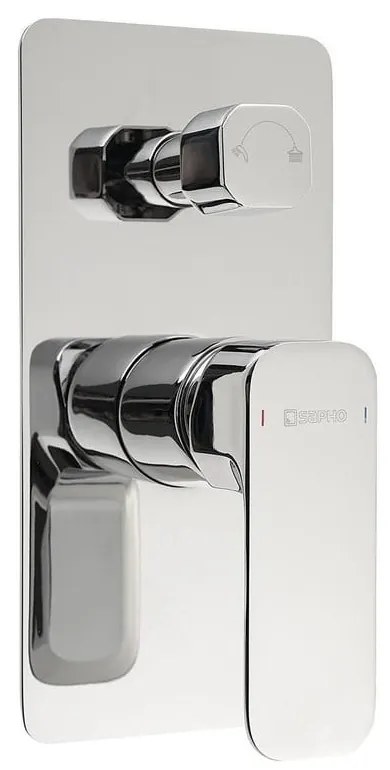 Baterie argintiu-lucios pentru duș încastrată (2 ieșiri) Spy – Sapho