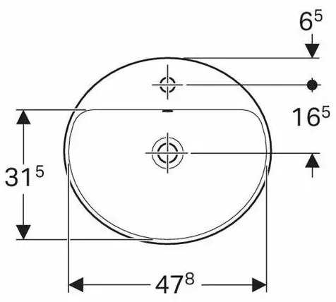 Lavoar semiincastrat Geberit Variform oval cu preaplin 50x45 cm