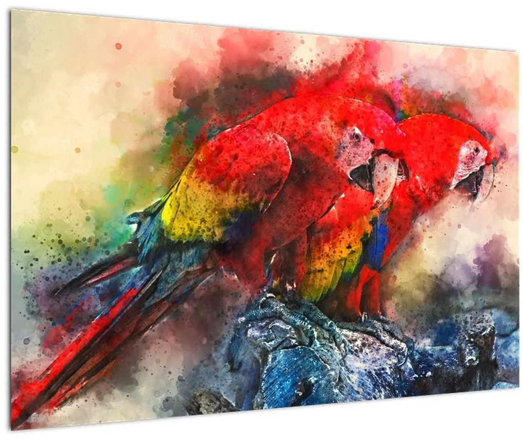 Tablou - Papagali roșii ara (90x60 cm)