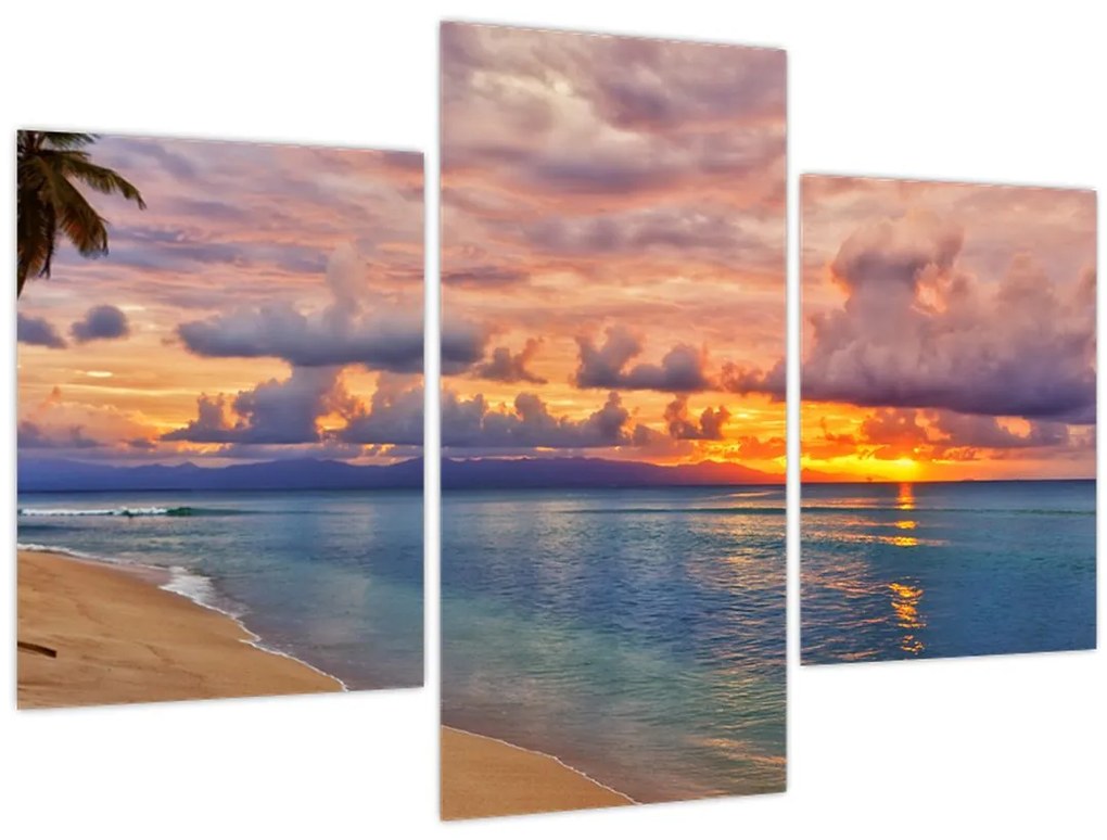 Tablou - Apus de soare la plajâ (90x60 cm)