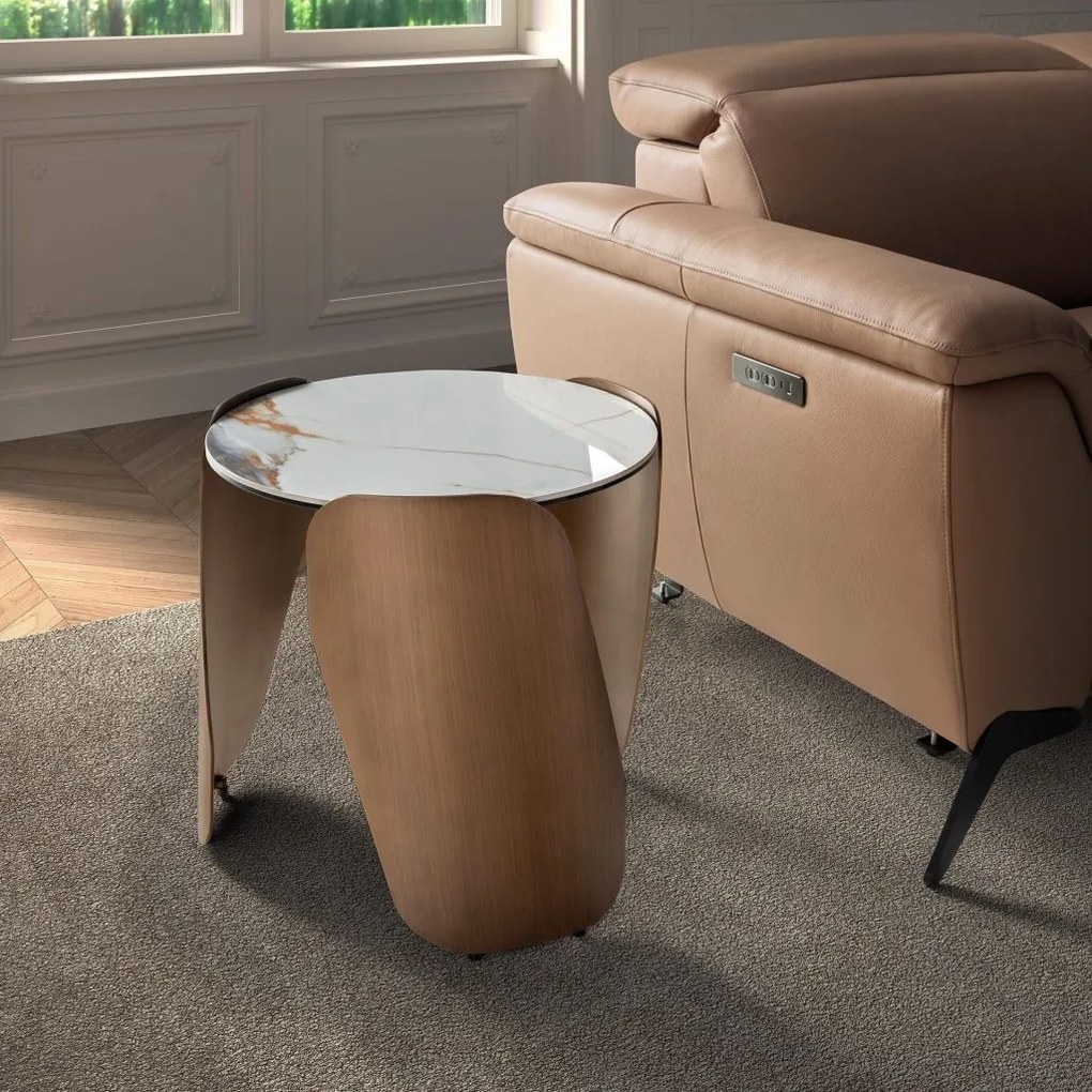 Masuta auxiliara design LUX Porcelain Marble 50cm