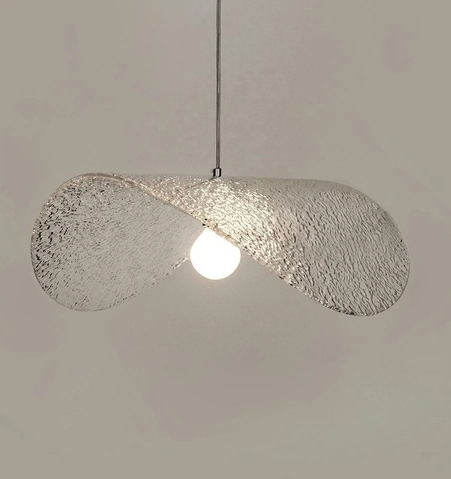 Lustra suspendata din sticla structurata Hat 40 transparent