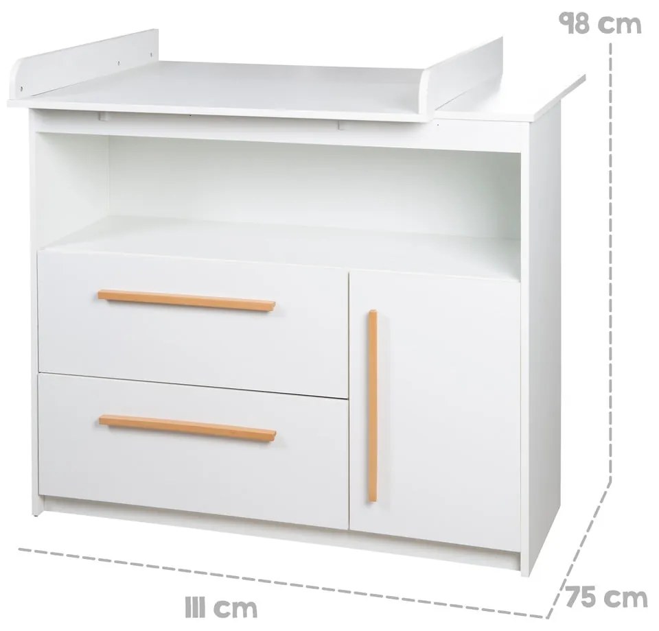 Comodă de copii albă joasă 107x98 cm Lilo – Roba