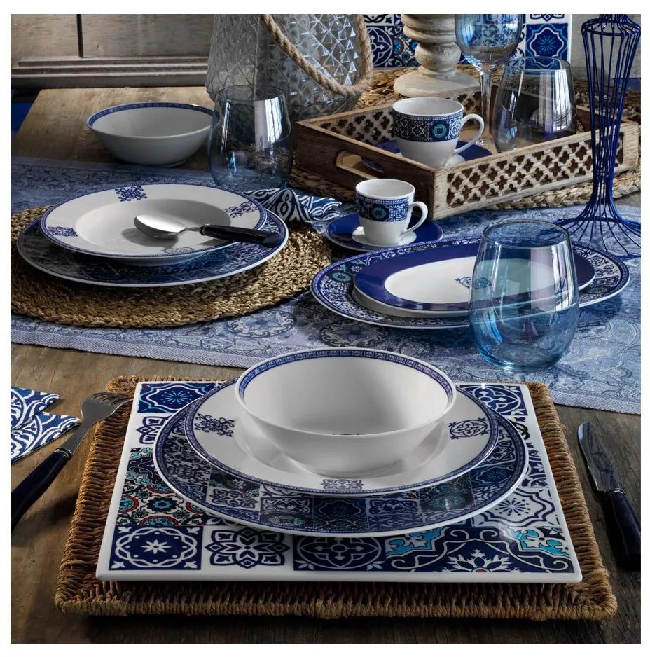 Serviciu de masă din porțelan, 24 piese, albastru