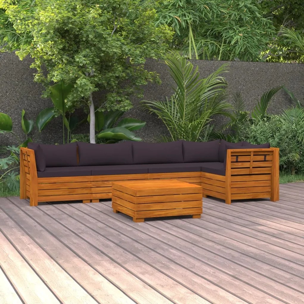 vidaXL Set mobilier grădină cu perne, 6 piese, lemn masiv acacia