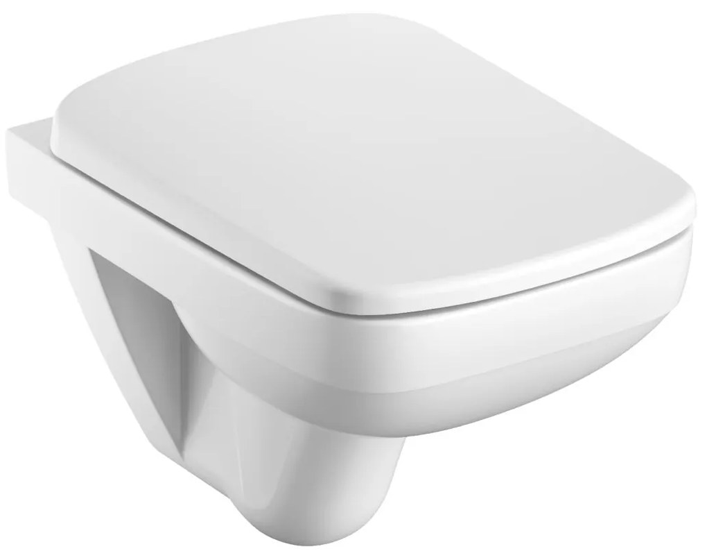 Set vas wc suspendat rimless, dreptunghiular, cu capac soft close, alb, Geberit Selnova Compact