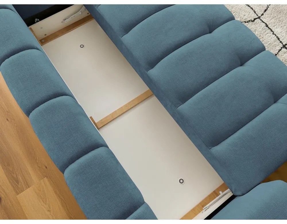 Canapea albastră extensibilă/cu spațiu de depozitare 251 cm Fuji – Bobochic Paris