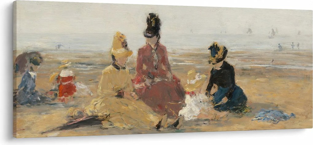 Tablou - Eugène Boudin, On the Beach, Trouville, reproducere (120x50 cm)
