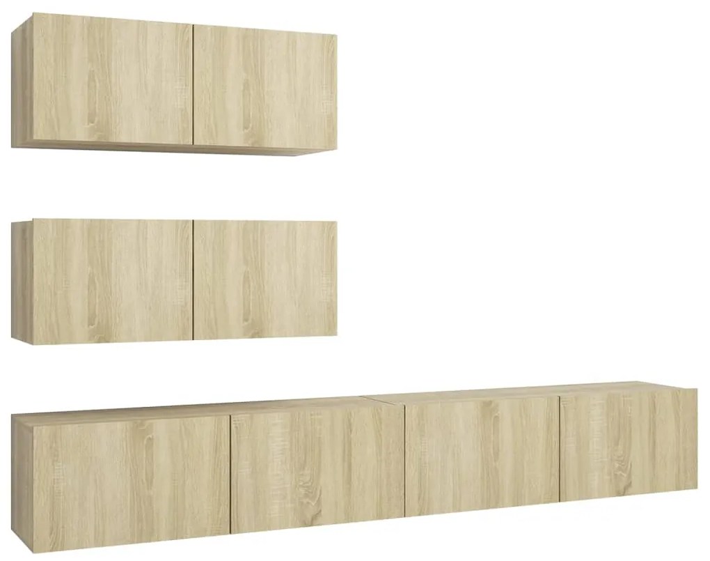 3079026 vidaXL Set dulapuri TV, 4 piese, stejar sonoma, lemn prelucrat