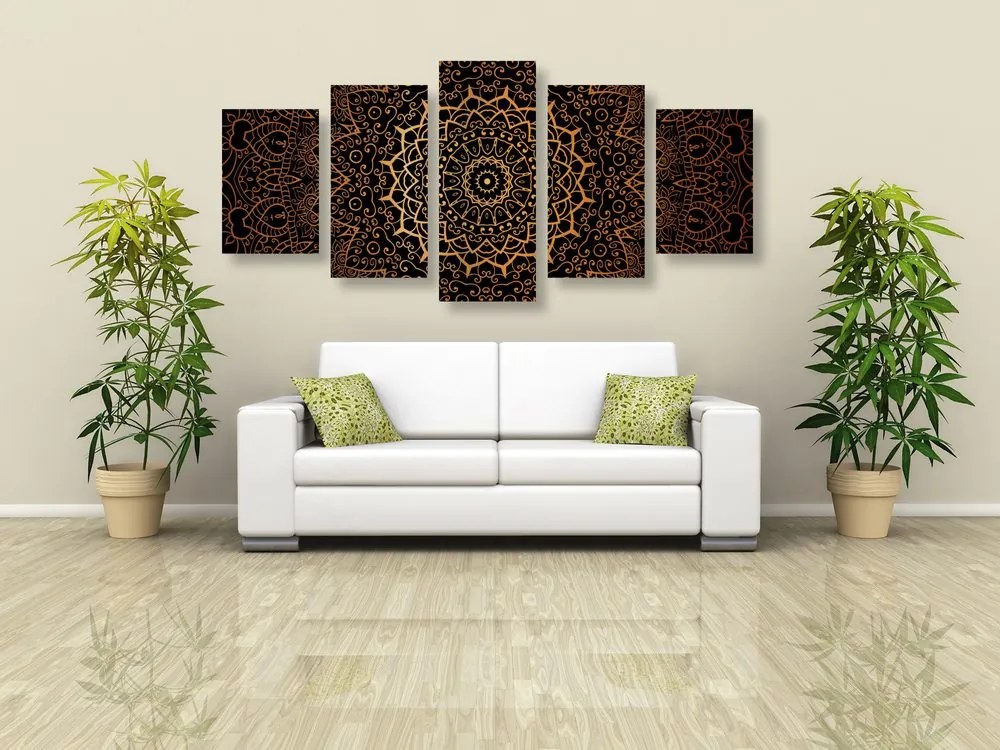Tablou 5-piese Mandala vintage în stil indian