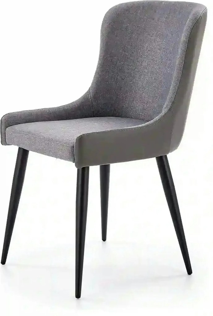 Scaun tapitat K333, gri/negru, stofa clasica/piele ecologica, 49X62X87