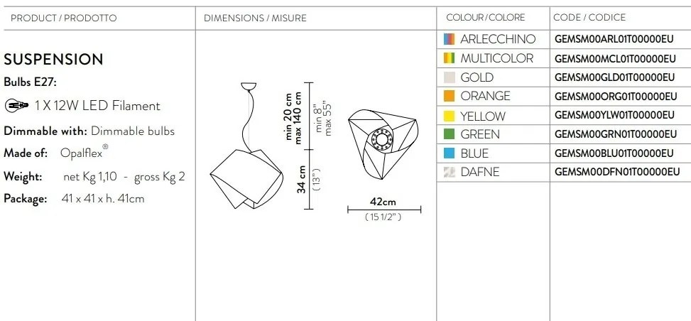 Lustra moderna design geometric realizata manual Gemmy multicolor