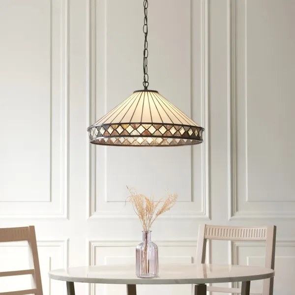 Endon 111961 - Lustru suspendat cu lanț Tiffany FARGO 3xE27/10W/230V diam. 50 cm