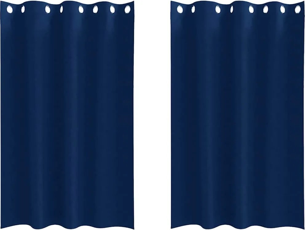 vidaXL Perdele Opaque cu Inel 2 pcs Albastru închis 175 x 140 cm