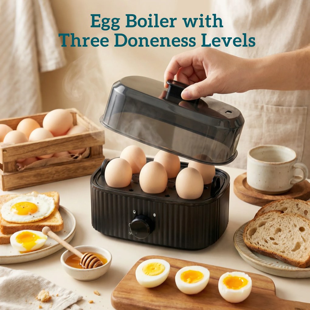 HOMCOM Fierbător rapid 1,7 L și set toaster cu 4 felii, fierbător pentru 6 ouă cu indicator luminos Negru | Aosom Romania