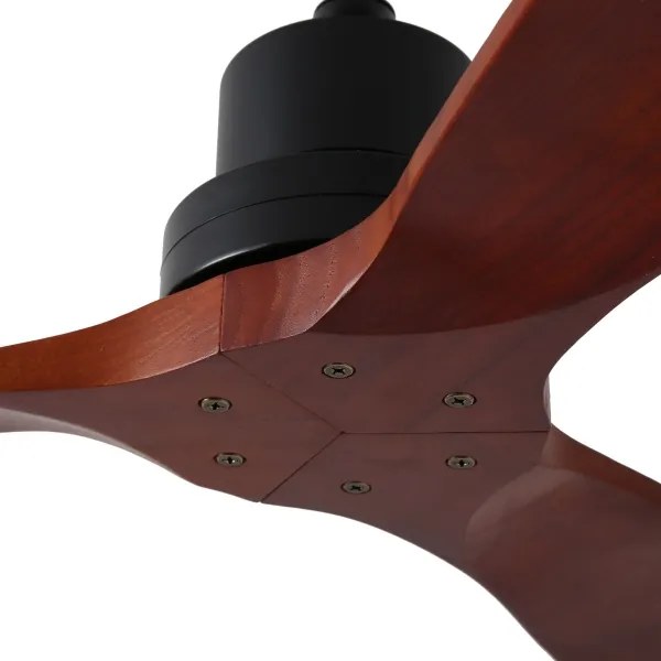 ZEVENTI - Ventilator de tavan LIONI Wi-Fi Tuya negru/stejar + telecomandă