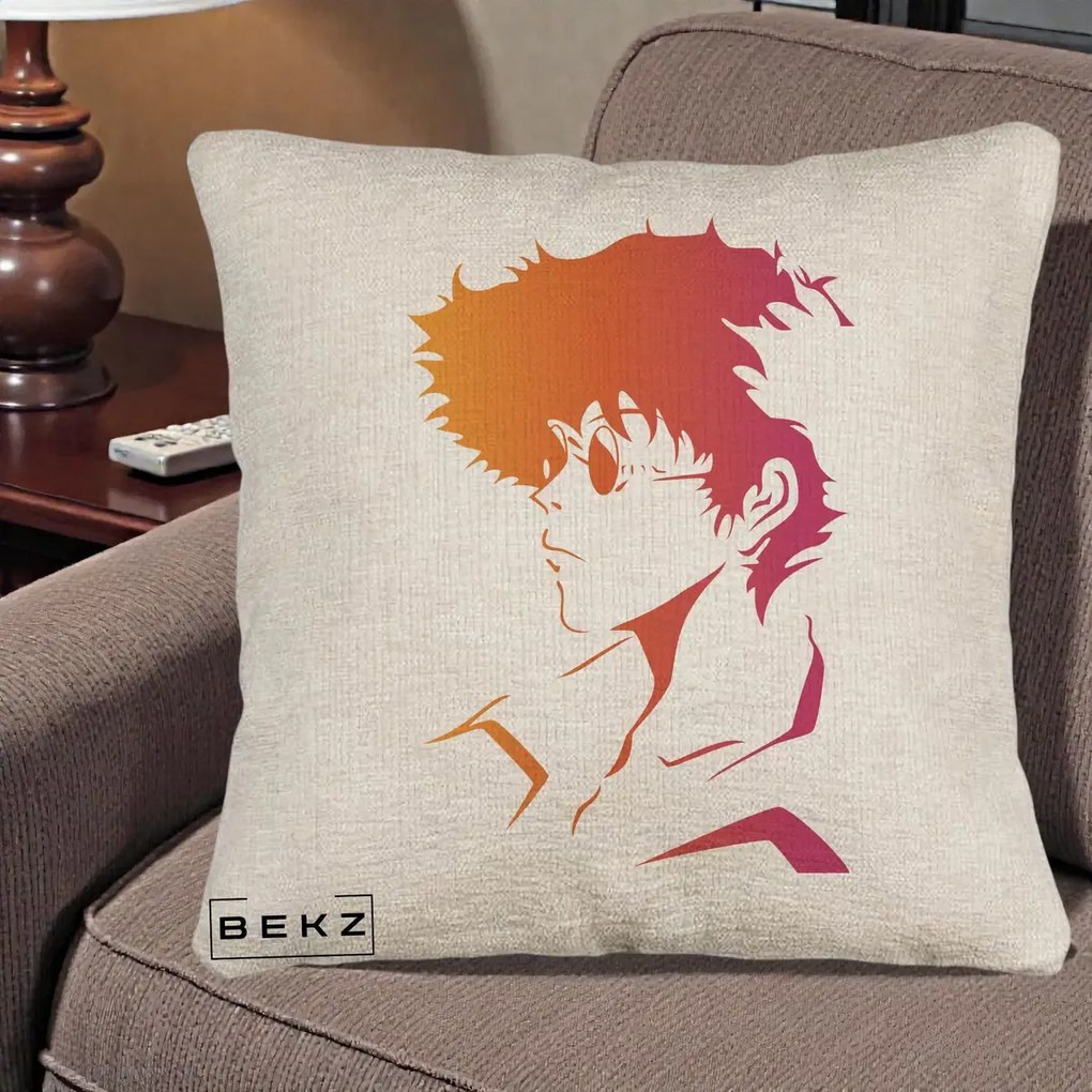 Perna Decorativa Cowboy Bebop Spike Silueta Gradient, 40x40 cm, Bej Canapea, Husa Detasabila, Perna Inclusa, BEKZ®