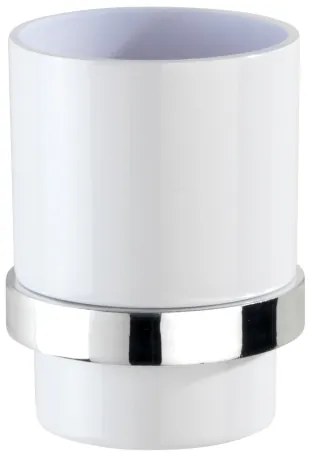 WENKO Pahar pentru periuțe de dinți TURBO-LOC QUADRO ED. 7x9,5 cm, crom lucios/alb - 23847800