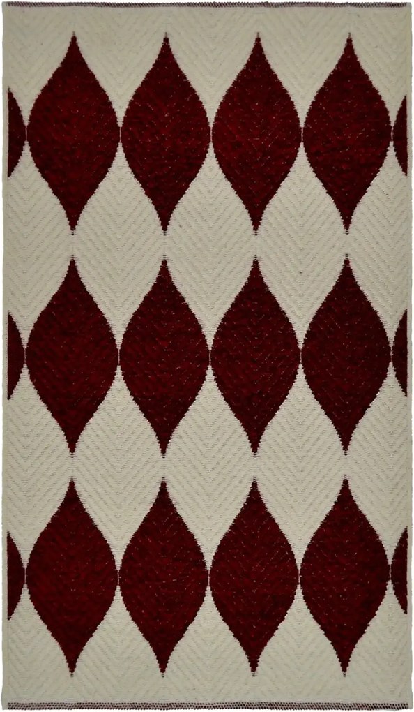 Covor din lana Homs, 130X190 cm, 10143 alb-rosu