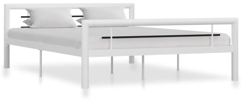 284547 vidaXL Cadru de pat, alb și negru, 140 x 200 cm, metal