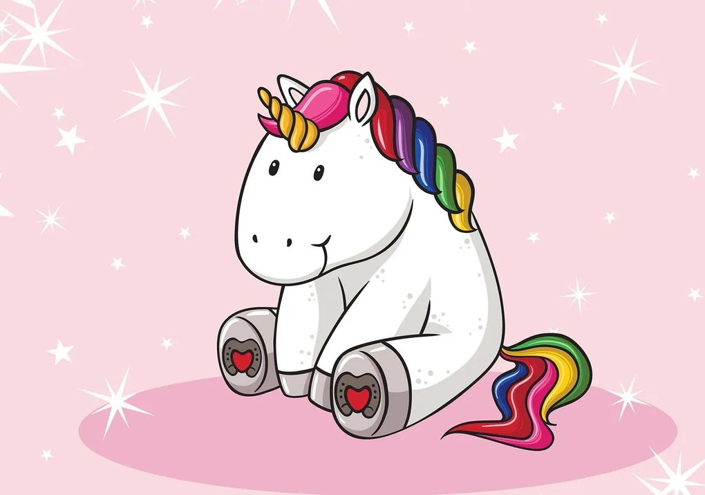 Fototapet - Unicorn - roz (254x184 cm)