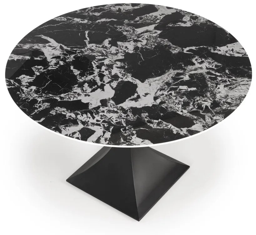 Masa rotunda Manuel marmura neagra/negru - ø120/h77 cm