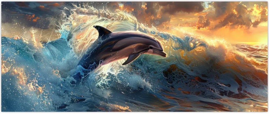 Tablou - Delfin, ilustrații (120x50 cm)