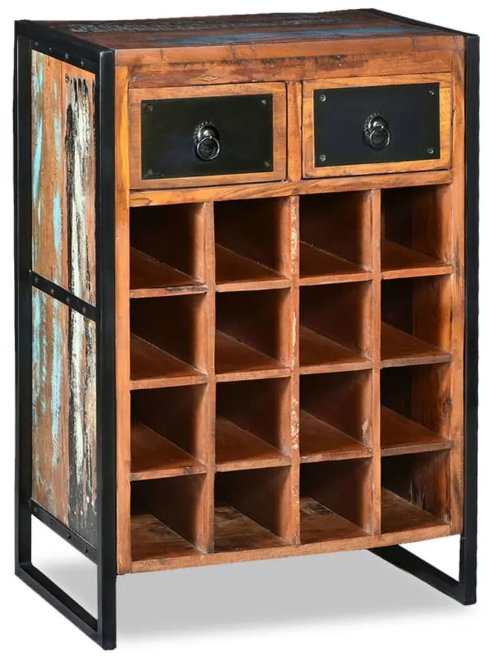 vidaXL Suport de vin pentru 16 sticle, lemn masiv reciclat