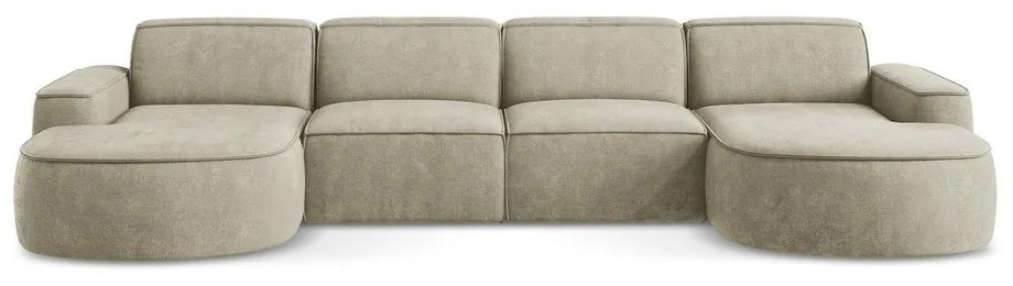 Colțar bej cu tapițerie din chenille (în formă de "U") Omao – Makamii