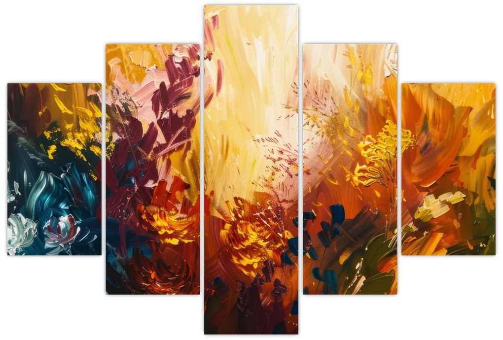 Tablou - pictură abstractă de flori (150x105 cm)
