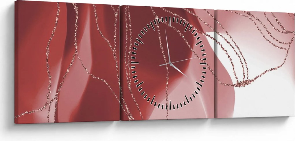 Tablou - Floare abstractă roșie N⁰1 (cu ceas) (90x30 cm)