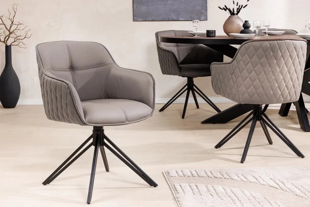 Set 2 scaune Pivotante, Piele Naturala, Taupe, Euphoria