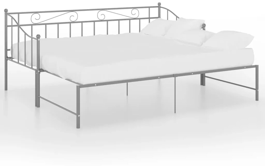 324778 vidaXL Cadru pat canapea extensibilă, gri, 90x200 cm, metal