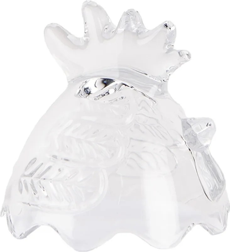 Borcan din sticlă, transparent, cu capac găină, Ø 10x22 cm
