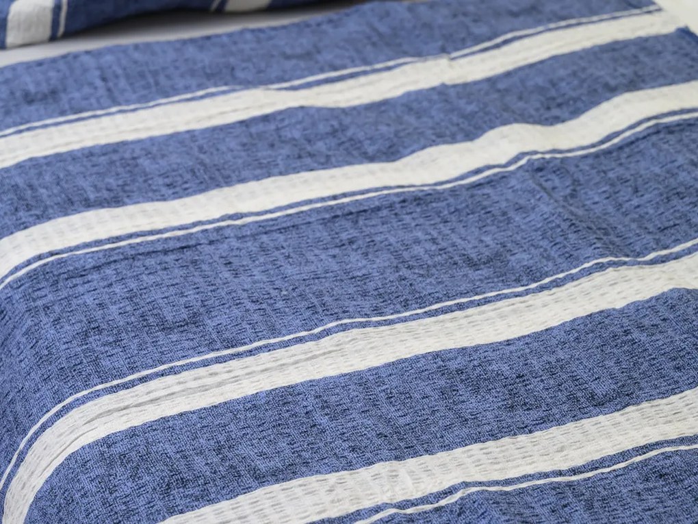 Lenjerie de pat din bumbac Renforce creponat BLUE LINE albastru Dimensiune lenjerie de pat: 70 x 90 cm | 140 x 200 cm