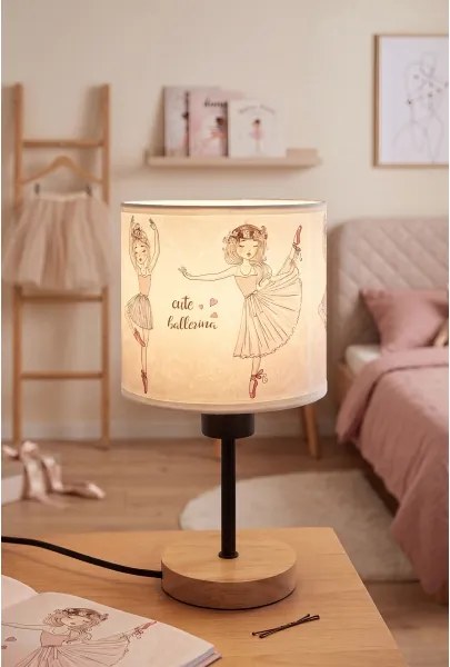 Brilagi - Lampă de masă BOBO WOOD 1xE27/25W/230V stejar/negru/alb/roz/balerine
