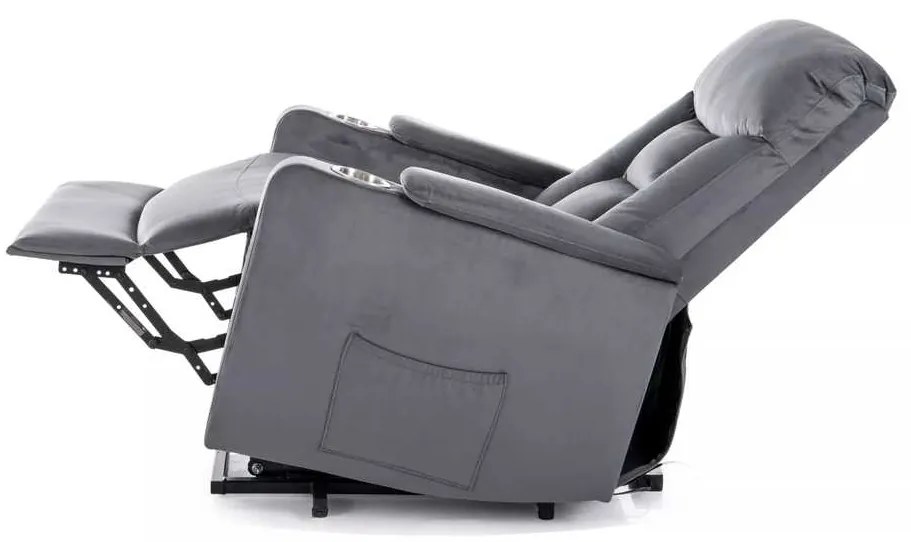 Scaun reclinabil Berville Velvet, gri