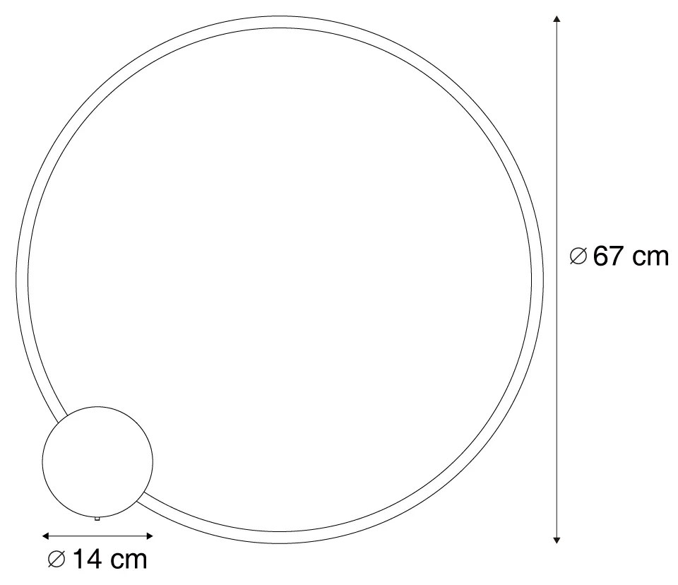 Lampă de perete de design neagră 67cm incl. LED cu 3 trepte de intensitate luminoasă - Anello